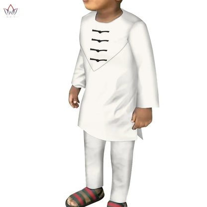 African Boy's Tops and Pants Sets Plus Size Riche African Print Robes Sets Shirt and Pants Sets Children Clothing WYT642