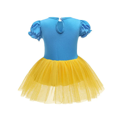 Baby Girls Princess Romper Bodysuit Headband 2pcs Elsa Anna Snow White Mermaid Bell Costumes Newborn Jumpsuits Tulle Bow Rompers