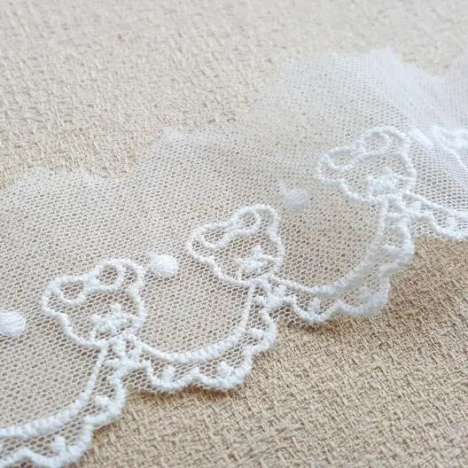 Width:4.2cm(1.68”inch) Little Bear Cotton Mesh Embroidery Lace Fashion Laces Sewing Accessories Decorative (SS-4360)