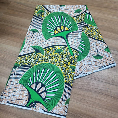 2019 Green Ankara African Wax Prints 100% cottonr Fabric Binta Real Wax High Quality 6 yard African Fabric for Party Dress