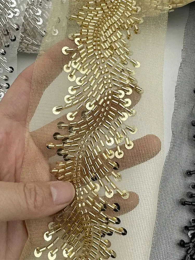 3yards New design Beaded Embroidered Trim for Bridal Wedding  craft for diy garment