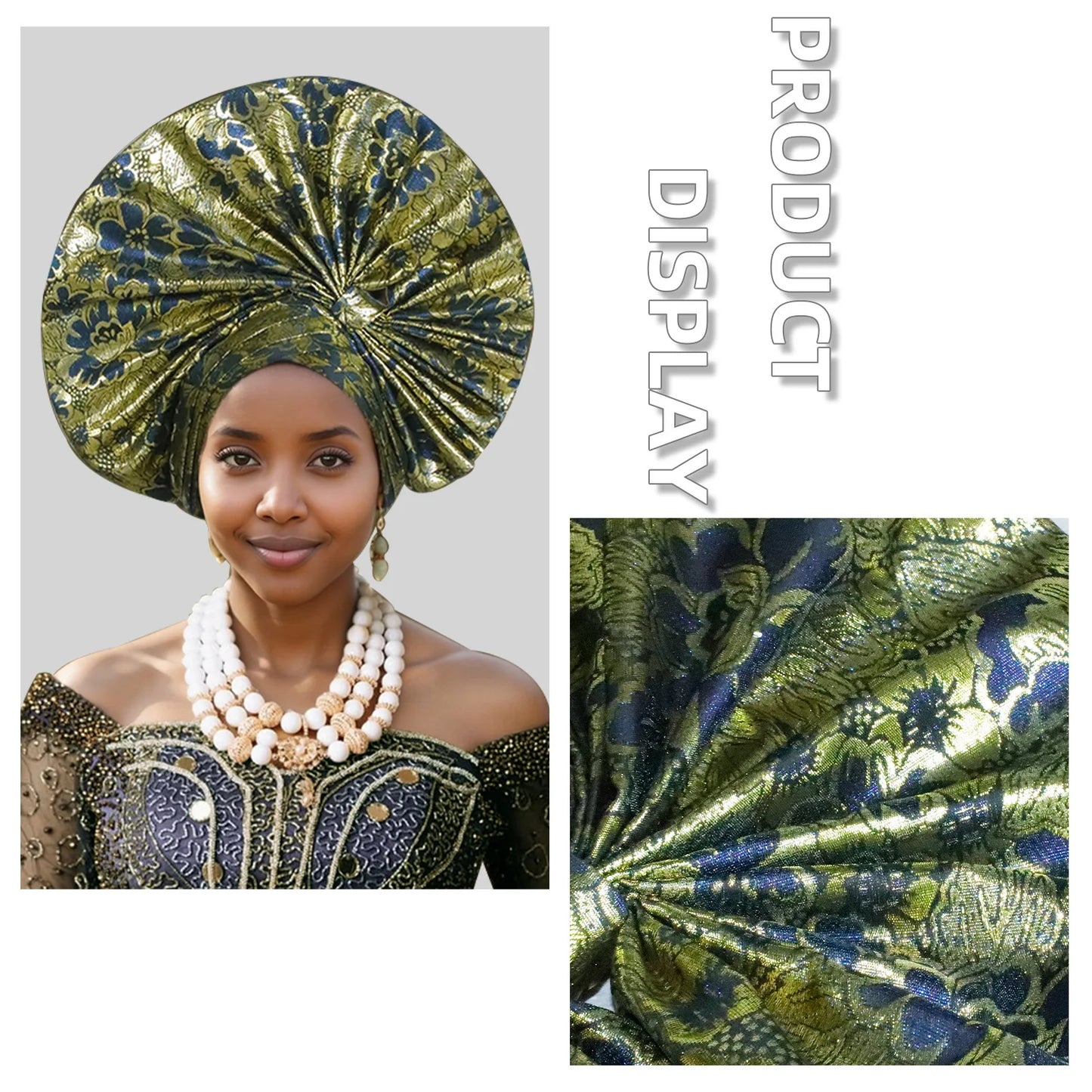 Exaggerated Fan-shaped Auto Gele Alrady Made Headtie for Women African Lady Headwraps Wedding Party Head Ties Female Turban Cap