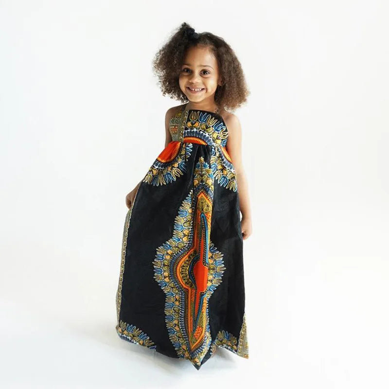 African Clothes Kids Fashion Dashiki Dress Robe Africaine Baby Girl Clothes Bazin Riche Sleeveless African Dresses for Girl