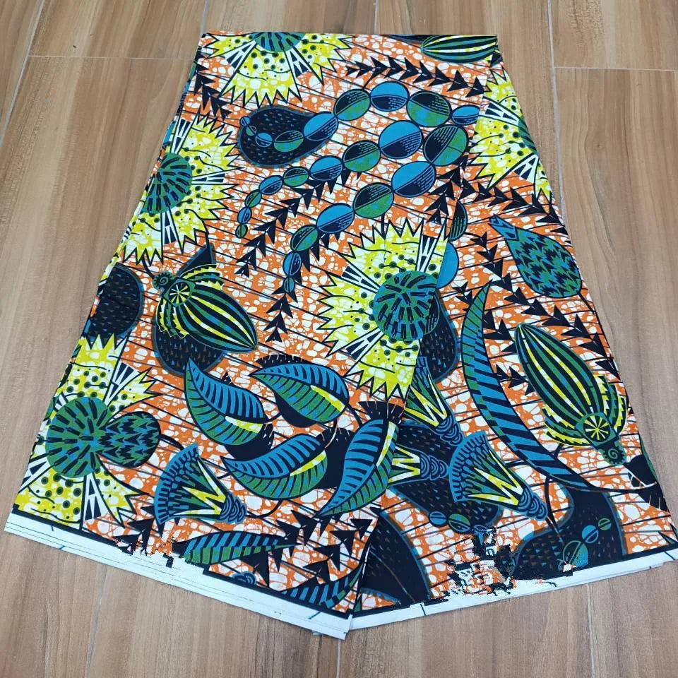 2019 Green Ankara African Wax Prints 100% cottonr Fabric Binta Real Wax High Quality 6 yard African Fabric for Party Dress