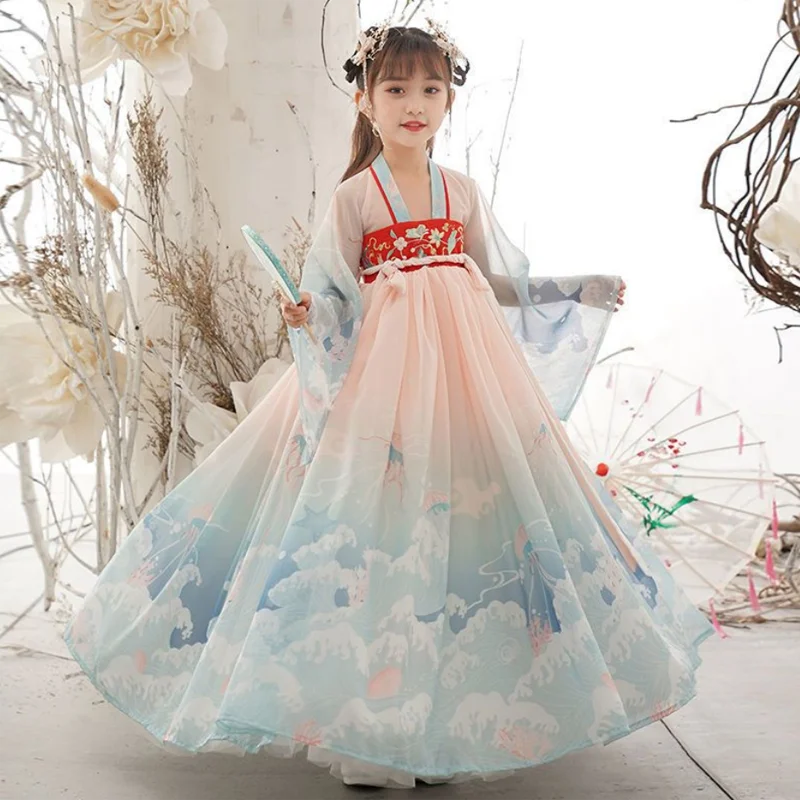 New Retro Chinese Hanfu Children's Girls' Dress Imitation Tang Dynasty Girls' Dress