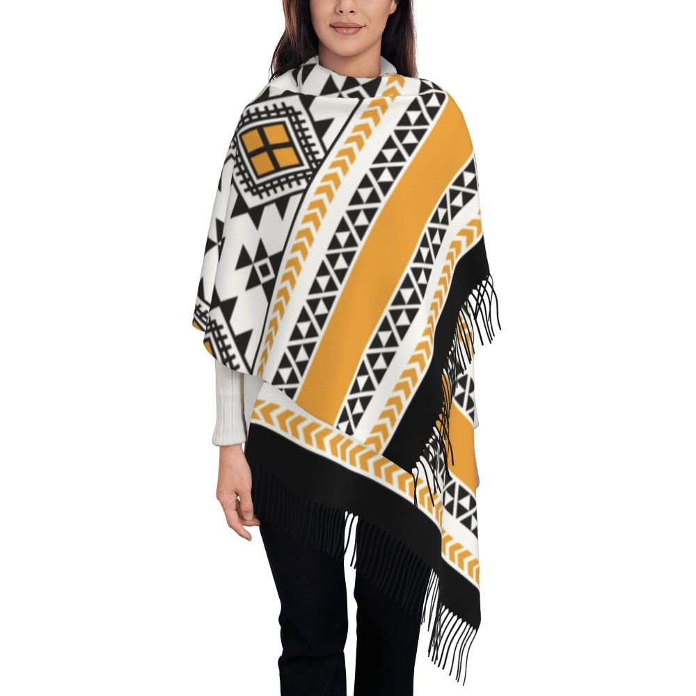 Amazigh Foutha Kabyle Scarf Wrap Women Long Winter Warm Tassel Shawl Unisex Mediterranean Geometric Scarves