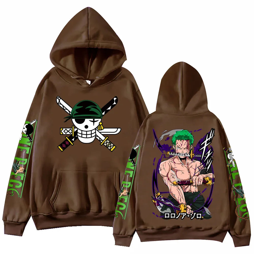 Anime One-Piece Zoro Hoodie Harajuku Hip Hop Pullover Tops Fans Gift