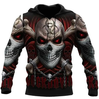 New Skull Graphics Men's Hoodie Tops 3D Fashion Unisex Sweatshirt Winter And Autumn Hip Hop Oversized Casual Clothing