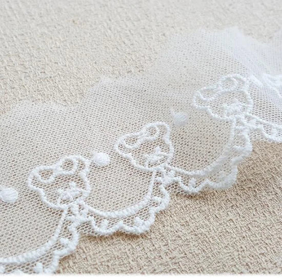 Width:4.2cm(1.68”inch) Little Bear Cotton Mesh Embroidery Lace Fashion Laces Sewing Accessories Decorative (SS-4360)