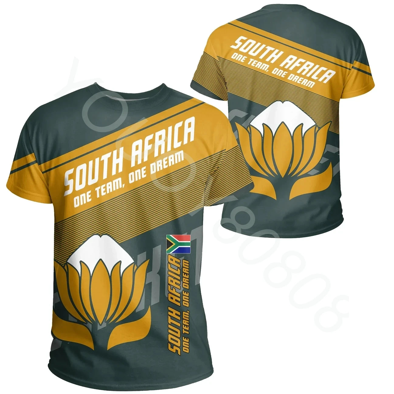 New African clothing sports T-shirt Cricket South Africa Protea - Brian style printing men's and women's casual Harajuku models