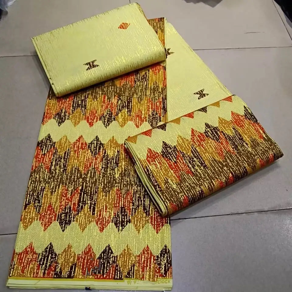 KENTE 4+2YARD 2024 Latest Design 6 Yards/lot African Fabric Gold Powder Ankara 100% Cotton Farbic For Sewing Wax Print Fabric