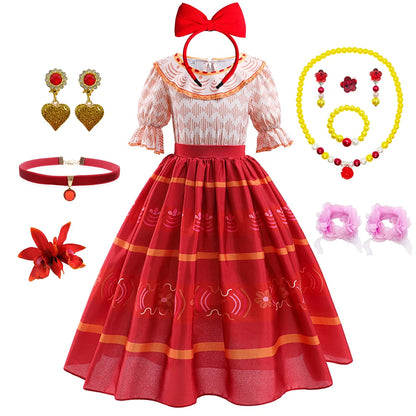 Girls Dolores Costume Kids Encanto Cosplay Princess Dress Children Birthday Carnival Party Vestido Madrigal Clothes Holiday Gift