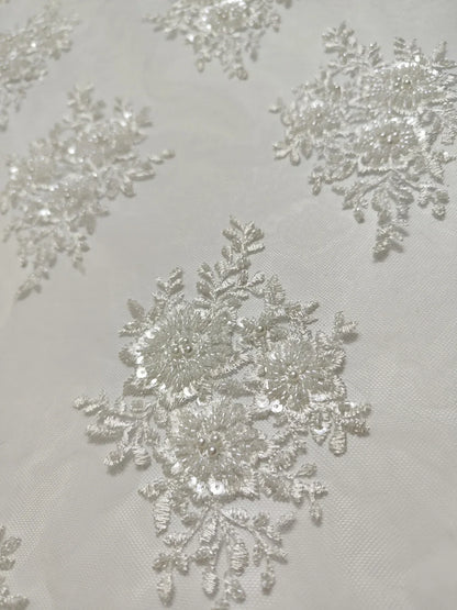 2023 Luxury French Sequins Lace Fabric Tube Beads African Nigerian Embroidered Tulle Lace Fabric For Wedding Dress Sew LWH23107