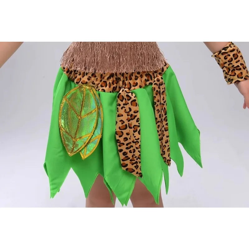 Green Children's Wear Plays Out Costume Tage Costume African Dance Indian Savage Hunter Show Costume Dance Costume  -BC9886