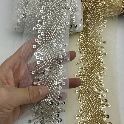 3yards New design Beaded Embroidered Trim for Bridal Wedding  craft for diy garment