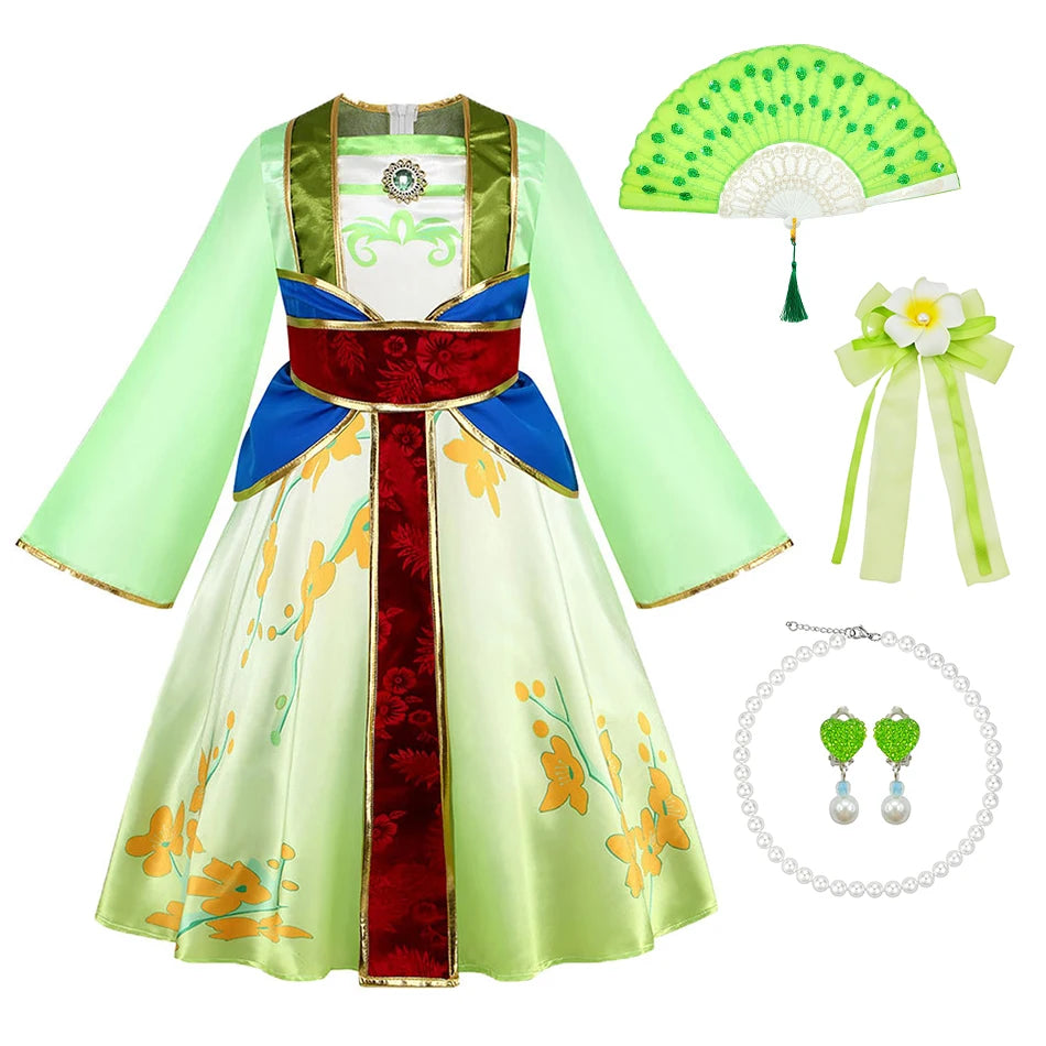 Kids Mulan Cosplay Princess Dress Girls Chinese Style Hanfu Traditional Costume Children Birthday Carnival Party Fairy Clothing