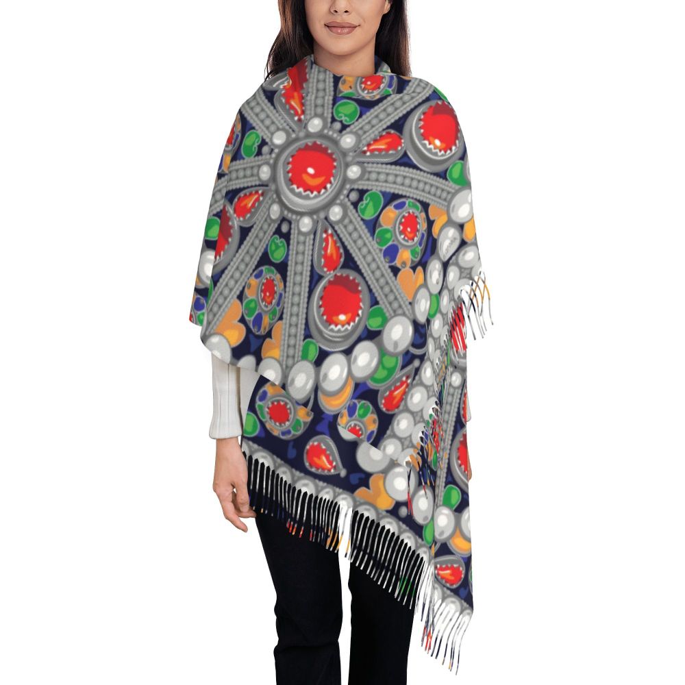 Print Amazigh Pride Tifinagh Patriotic Kabyle Scarf Men Women Winter Warm Scarves Traditional Geometric Amazigh Shawl Wrap