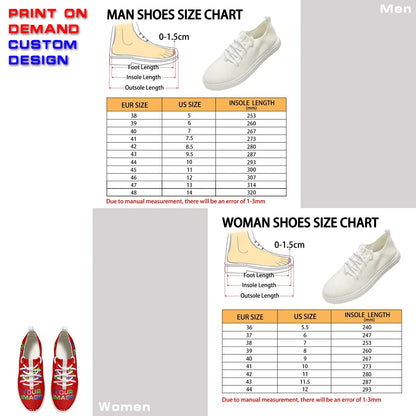 Custom Sneakers Canvas Flat Leather Boots Running Shoes Woman Man Print On Demand Image Design Holiday Matching DIY Dropshipping