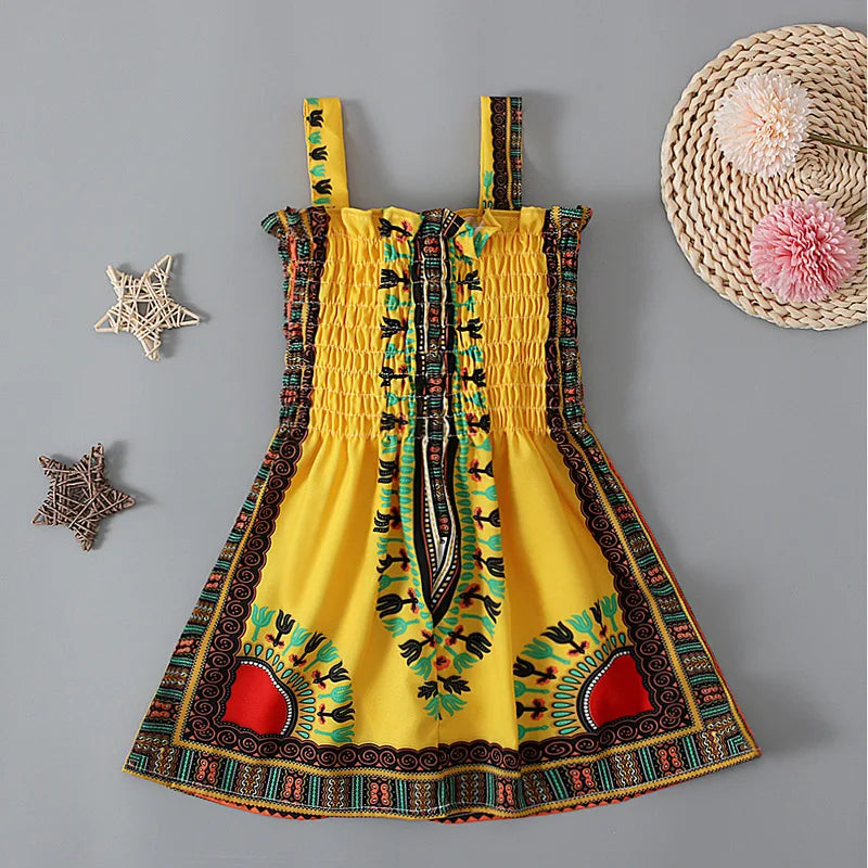 African Dress Girl Traditional African Clothing Dashiki Ankara Kid Kawaii Sundress Elegant Children Print Summer Style