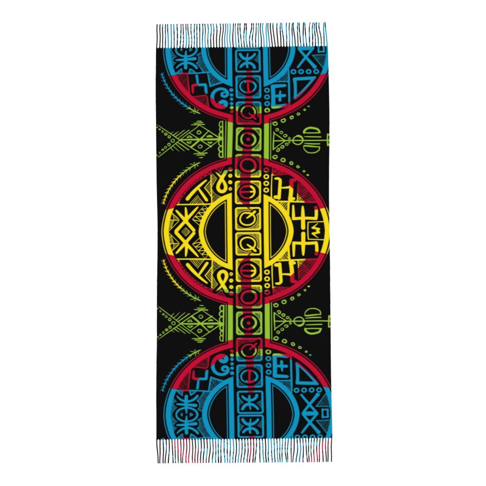 Print Amazigh Pride Tifinagh Patriotic Kabyle Scarf Men Women Winter Warm Scarves Traditional Geometric Amazigh Shawl Wrap