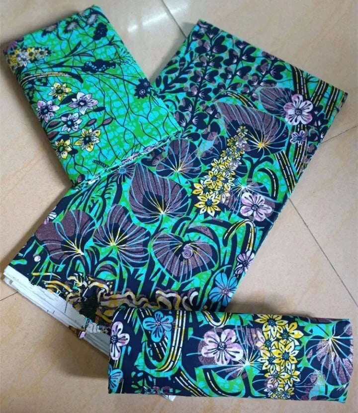 New Grand African Wax Glitter Glam Fabric Cotton Ankara Batik Material Good Quality Pagne Blue Color For Sewing Wedding Dress