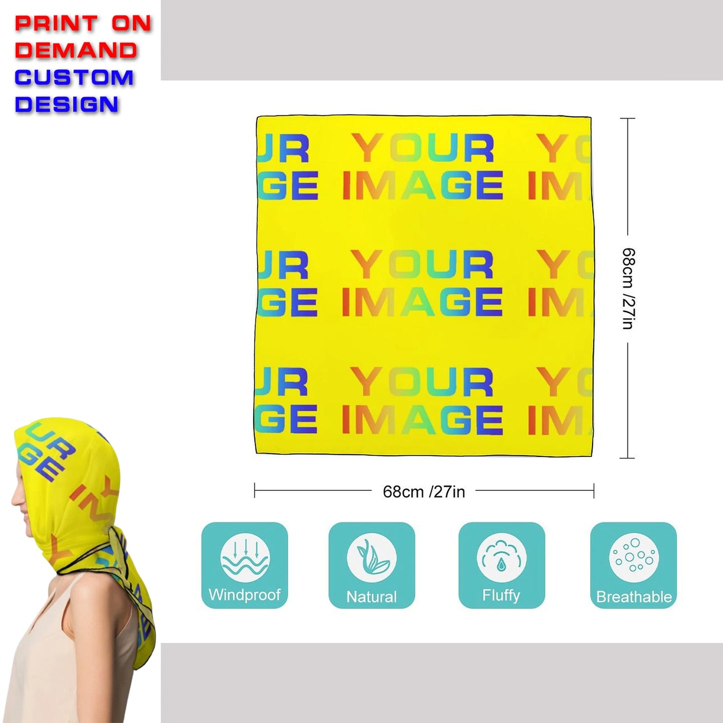 Custom Print On Demand Party Accessories Hats Scarves Men's Women's Cartoon Image Design Customized DIY Dropshipping