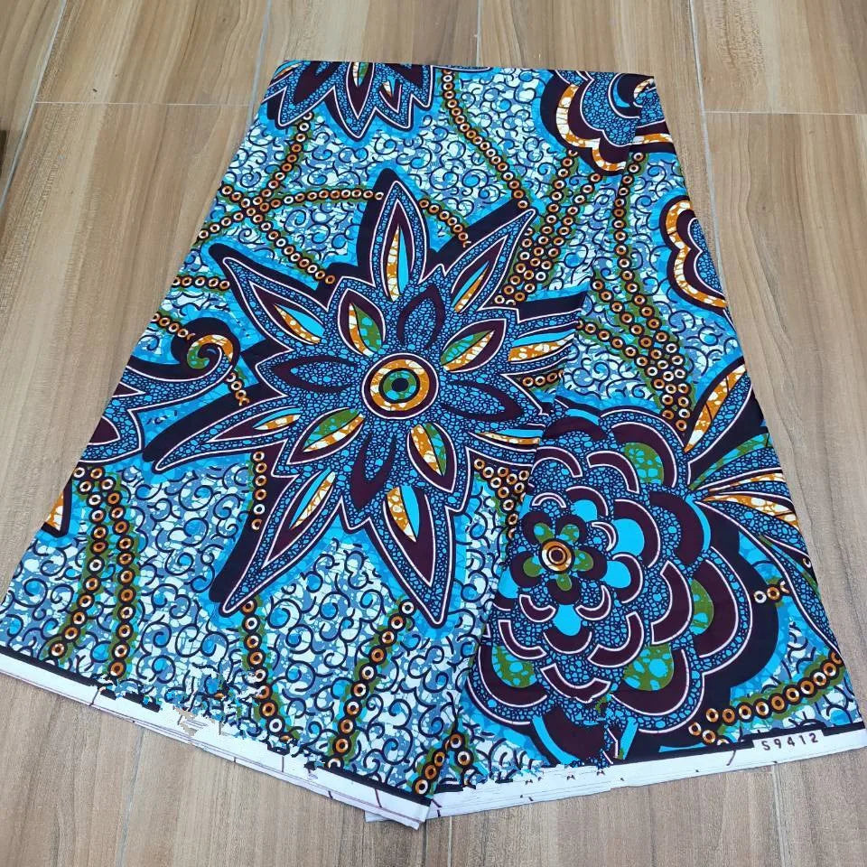 2019 Green Ankara African Wax Prints 100% cottonr Fabric Binta Real Wax High Quality 6 yard African Fabric for Party Dress