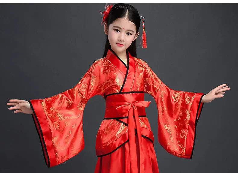 Ancient Costume Dance Girl Set Performance Show Child Clothing Cosplay Princess Chinese Traditional Dress for Girls Hanfu Dress