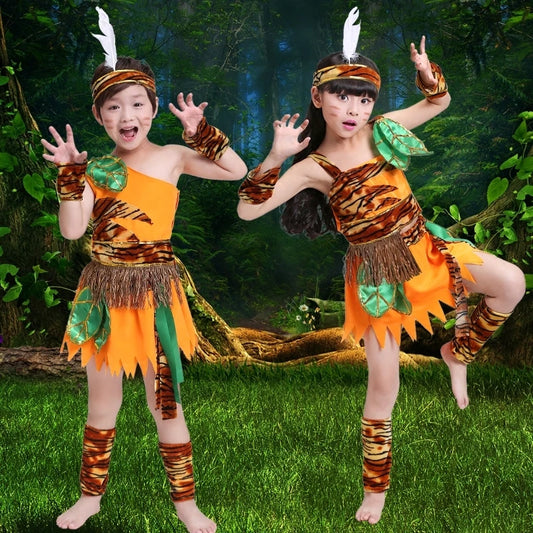 June 1st International Children's Day Wild Man Performance Costume Dance Costume Primitive Indian Hunter Performance Costume