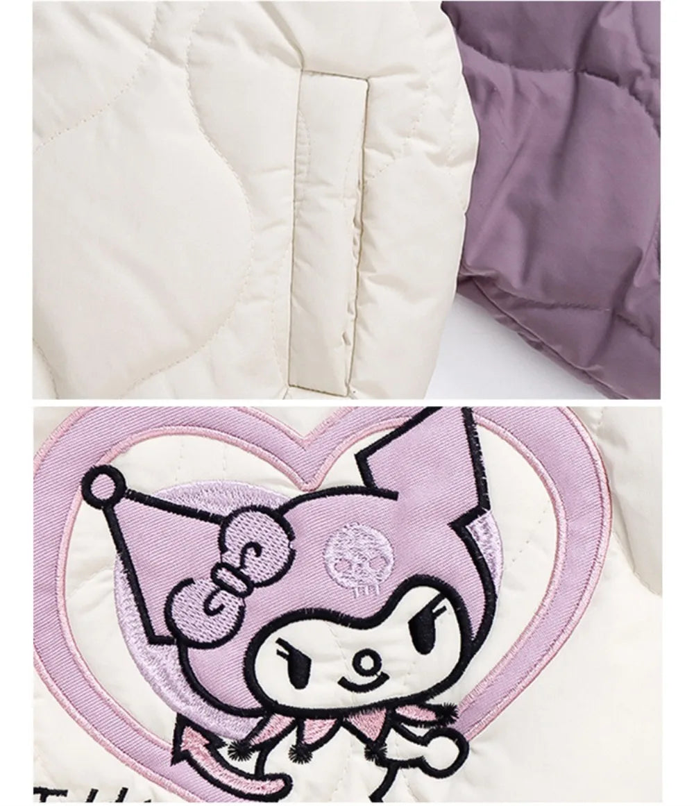 Girly Heart Kawaii Sanrio Kuromi Soft Baseball Jacket – Cute Anime Cartoon Coat for Kids, Y2K Style Gift