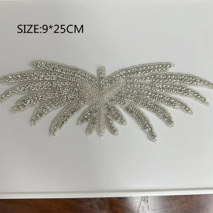 1PCS  AB Silver Rhinestone Applique flower patches Iron on/sew on wedding dress accessories For Clothes Decoration