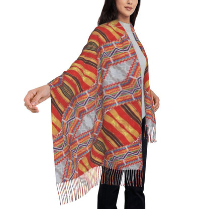 Amazigh Berber Kabyle Jewelry Scarf Wrap Women Long Winter Fall Warm Tassel Shawl Unisex Africa Ethnic Style Scarves