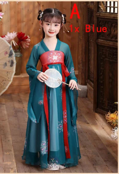 New Retro Chinese Hanfu Dress Imitation Chinese Tang Dynasty Girls Dress