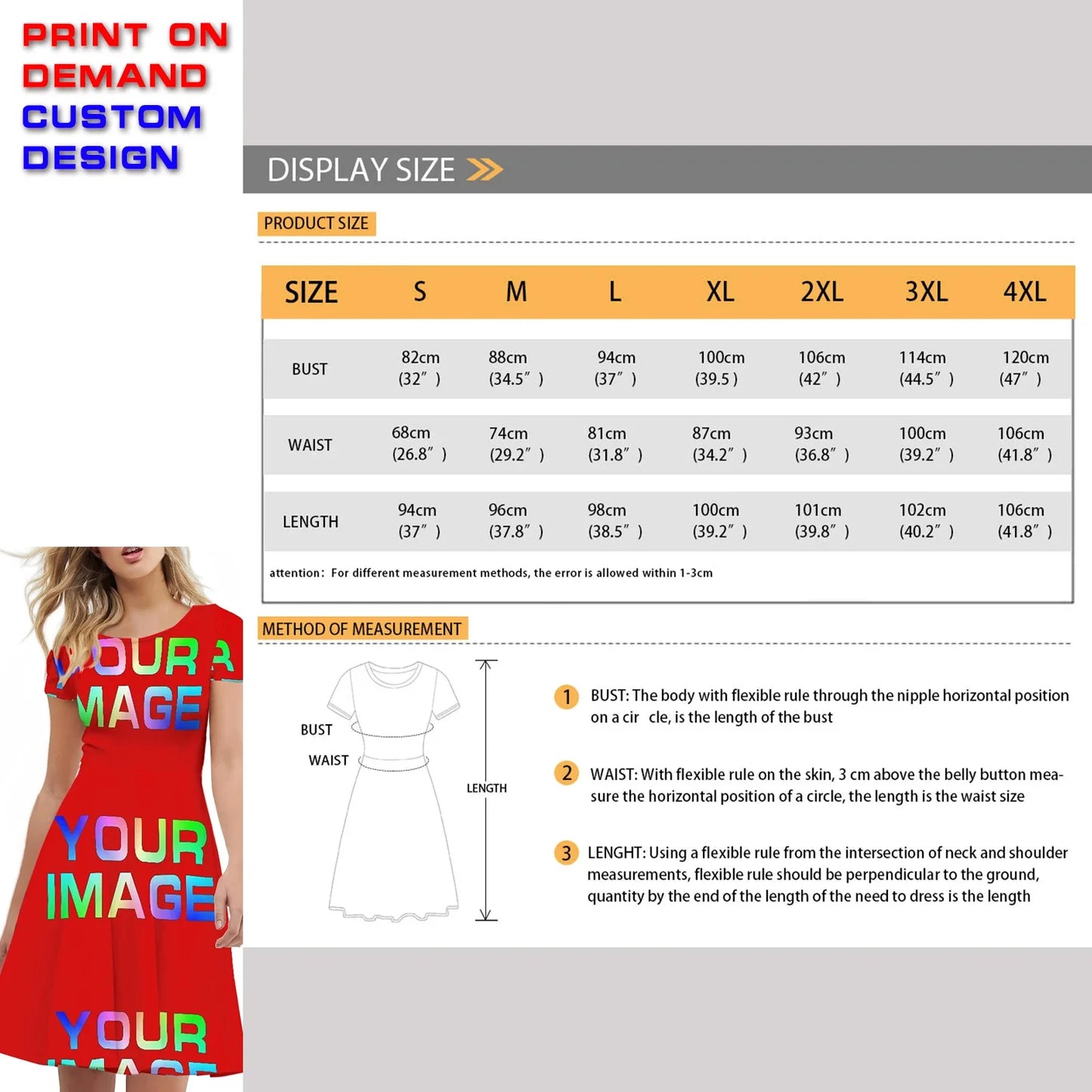 Custom Dress Print On Demand Party Sexy Girls Cartoon Image Design Women Uniforms Matching Clothes Customized DIY Dropshipping