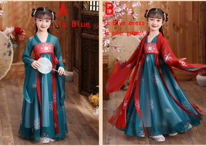 New Retro Chinese Hanfu Dress Imitation Chinese Tang Dynasty Girls Dress