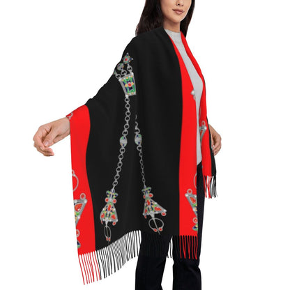 Amazigh Foutha Kabyle Scarf Wrap Women Long Winter Warm Tassel Shawl Unisex Mediterranean Geometric Scarves