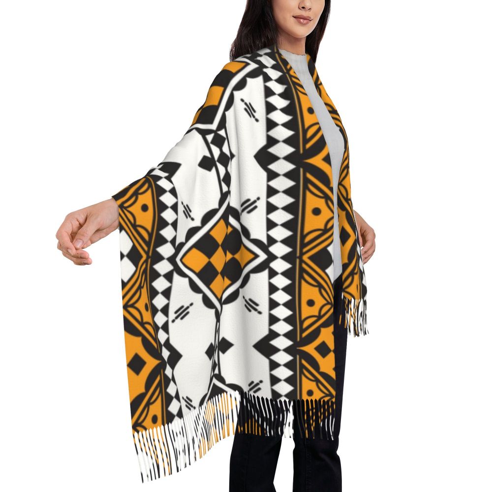 Amazigh Foutha Kabyle Scarf Wrap Women Long Winter Warm Tassel Shawl Unisex Mediterranean Geometric Scarves