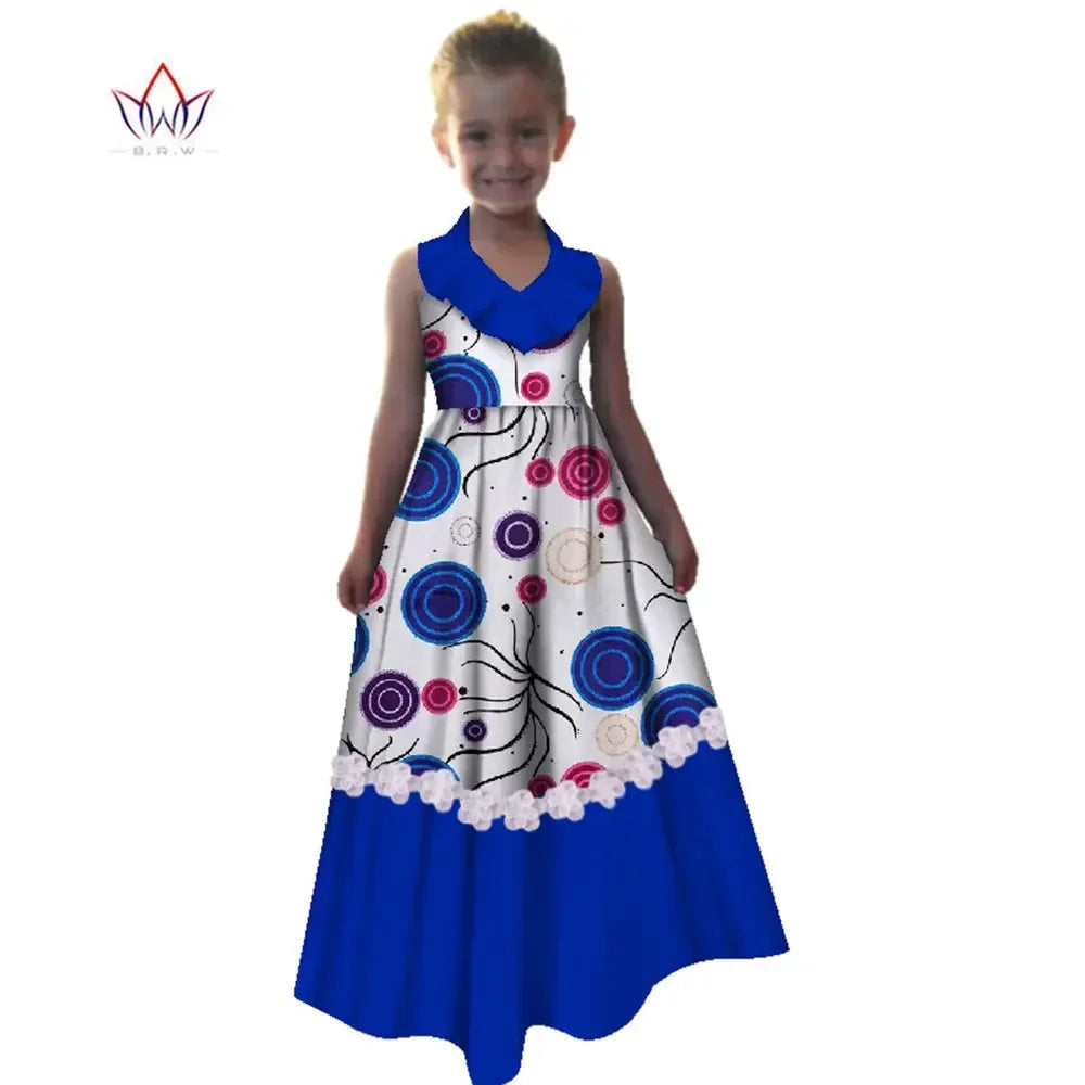 New Summer Africa Children Dress Dashiki European Root Yarn Cute Girls Dresses Sweet African Traditional Clothing WYT245