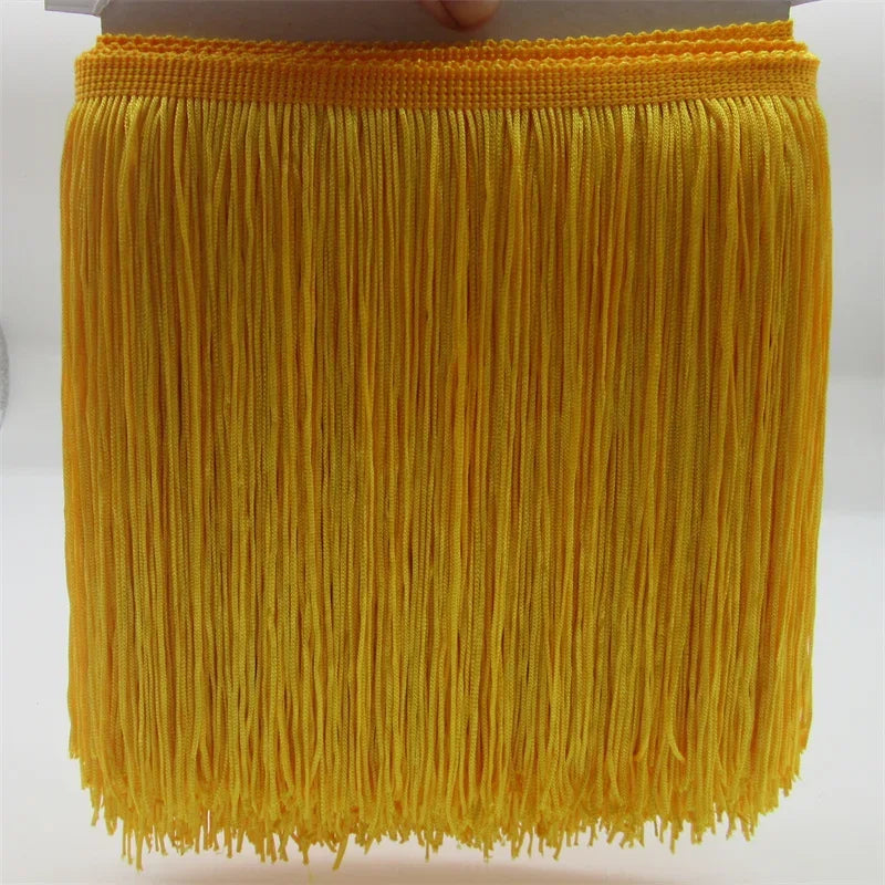 New 10Meters 20cm Wide Lace Fringe Trim Tassel Fringe Trimming For Latin Dress Stage Clothes Accessories Lace Ribbon Tassel