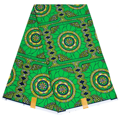 Ankara African Print Leaf Pattern Fabric Patchwork Real Wax Dress Sewing Tissu Craft DIY Textile Material for Party Fp6542