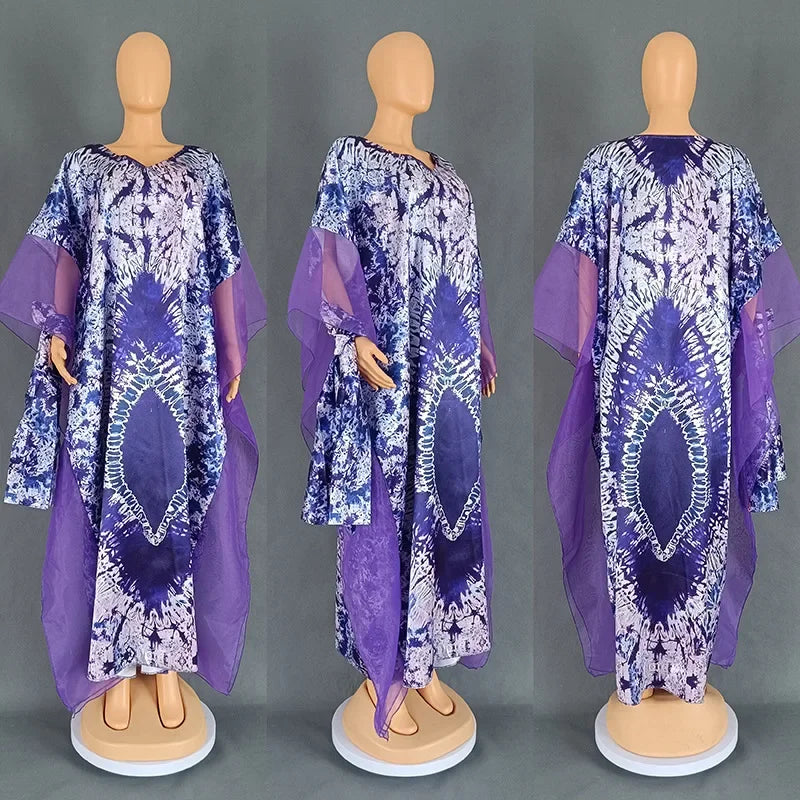 Outfits Dashiki African Dresses for Women Summer Kaftan African V-neck Polyester Plus Size Long Maxi Dress Gowns Ankara Dresses