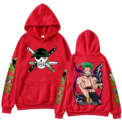 Anime One-Piece Zoro Hoodie Harajuku Hip Hop Pullover Tops Fans Gift