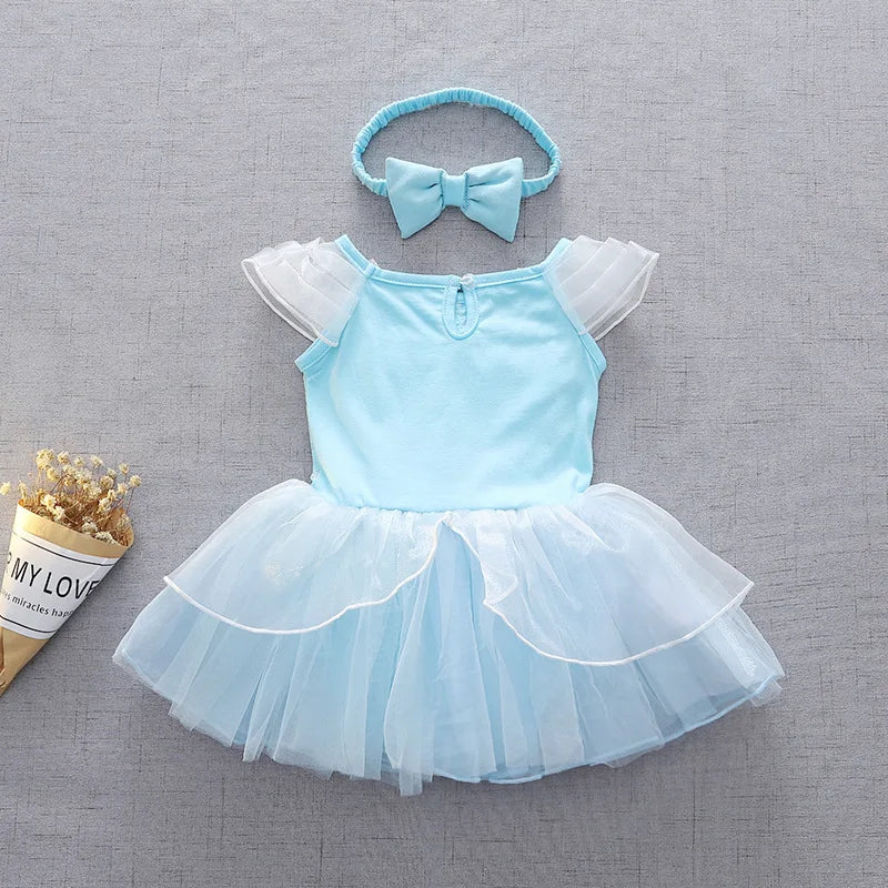 Baby Girls Princess Romper Bodysuit Headband 2pcs Elsa Anna Snow White Mermaid Bell Costumes Newborn Jumpsuits Tulle Bow Rompers