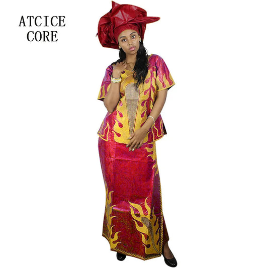 African Dresses For Women Dashiki  Dresses Bazin Riche Traditional African Clothing Long Sleeve For Ladies