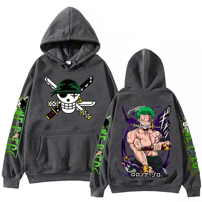 Anime One-Piece Zoro Hoodie Harajuku Hip Hop Pullover Tops Fans Gift