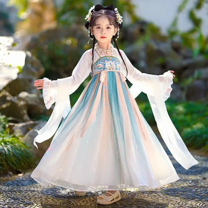 Chinese Kids Hanfu Dress Cute Girl Carnival Cosplay Costume Ancient Traditional Child Hanfu Dance Perform Dress Christmas Gift