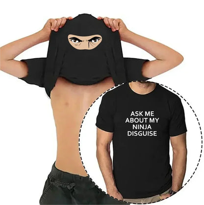 Ask Me About My Ninja Camouflage Flap T-Shirt Funny Summer Men's Clothing Pattern New European Size Cotton Men's Cotton T-Shirt