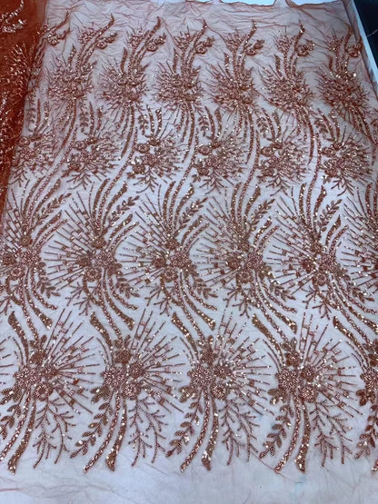 Luxury African Sequins Beaded Lace Fabric 2024 High Quality Lace 5 Yards Gold French Lace Fabric Nigerian Lace Fabrics Party