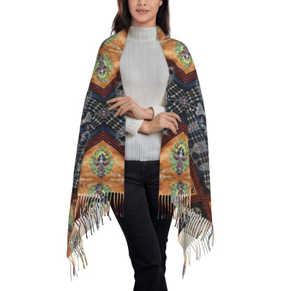 Amazigh Berber Kabyle Jewelry Scarf Wrap Women Long Winter Fall Warm Tassel Shawl Unisex Africa Ethnic Style Scarves