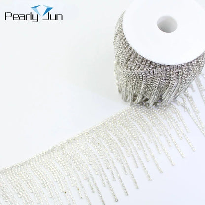 Luxury Diamond Tassel Chain Decoration – 1/5 Yard Rhinestone Trim for Skirts, Coats, Bags, Dresses & DIY Sewing Accessories (Model ML117)